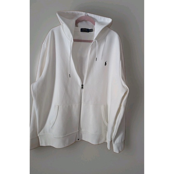 White Polo Ralph Lauren Double-Knit Full-Zip Hoodie and matching joggers 2XL - Picture 2 of 16